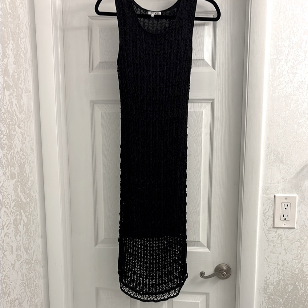 COMO Collection Elegant Black Sleeveless Crochet Dress Size L